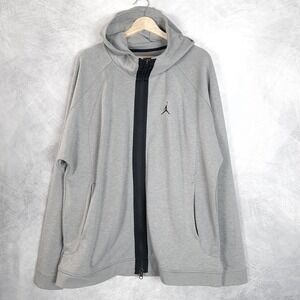Jordan Dri-FIT Hoodie Mens 2XL Gray Slim Fit Full Zip Jumpman Sweatshirt